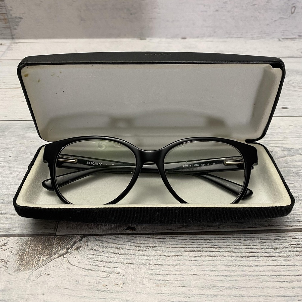 DKNY Eyeglasses DY4673 3688 52-16-135 Black Round Full Rim Plastic Womens